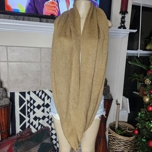 Tan Knit Infinity Scarf.